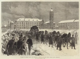 Beerdigung von Prinzessin Alice, der Trauerzug zieht durch den Ernst-Ludwig-Platz, Darmstadt